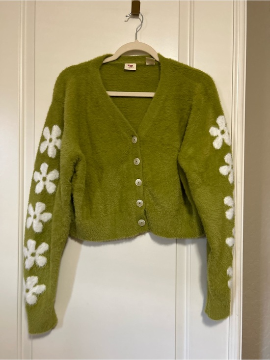 Levi's Sweaters - Never worn! 🌼🍋‍🟩Levi's Lime Green ‘Hippie Days’ Fuzzy V-Neck Cardigan🍋‍🟩🌼